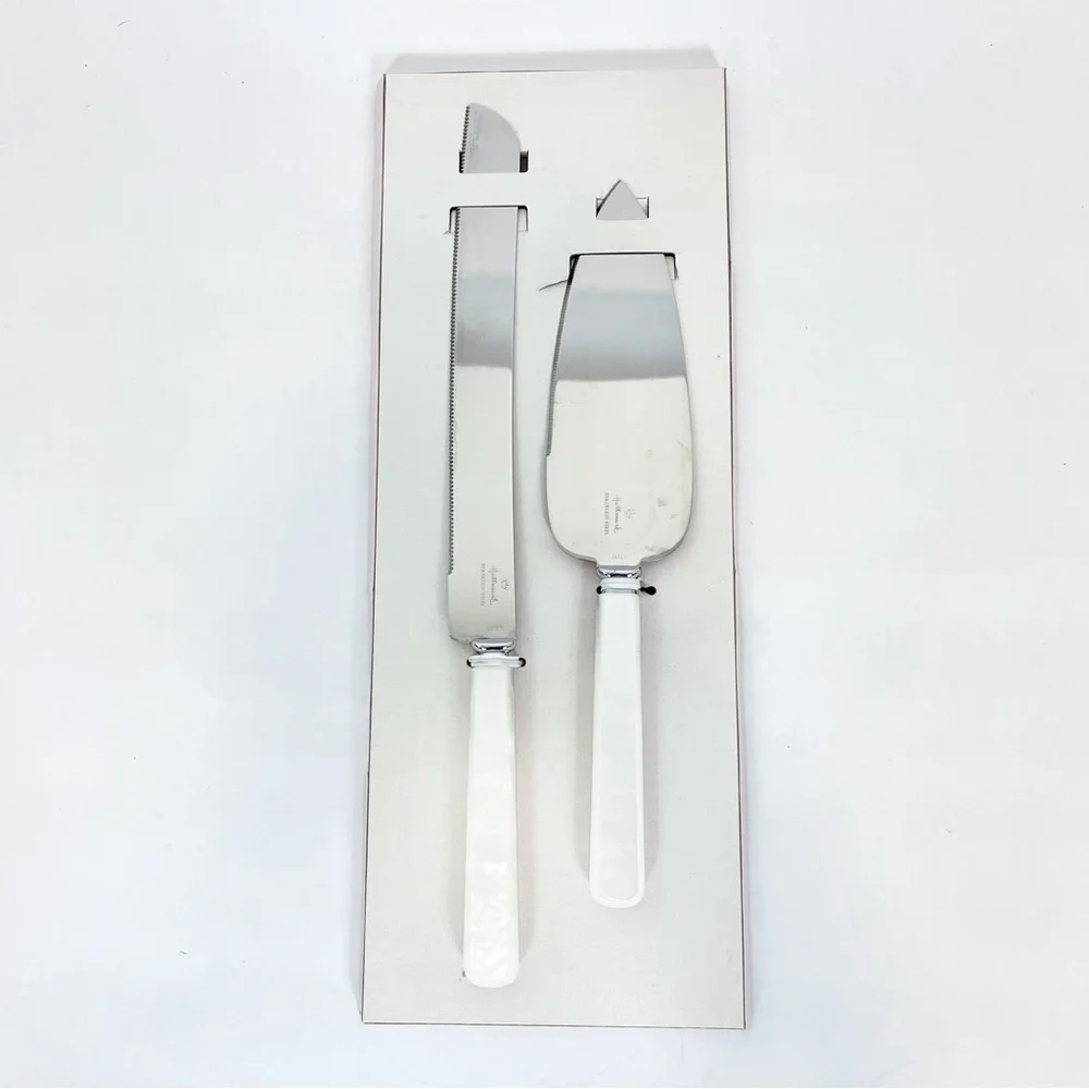 Vintage Wedding Faux Mother Of Pearl Stainless Steel Cake Knife & Server Japan